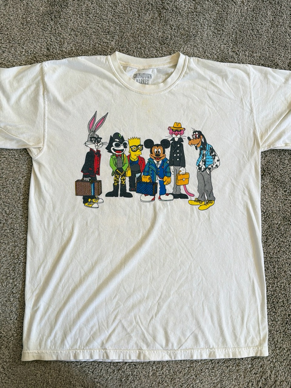 Chinatown Market White Graphic Short Sleeve Tee - Cartoon Character Crew